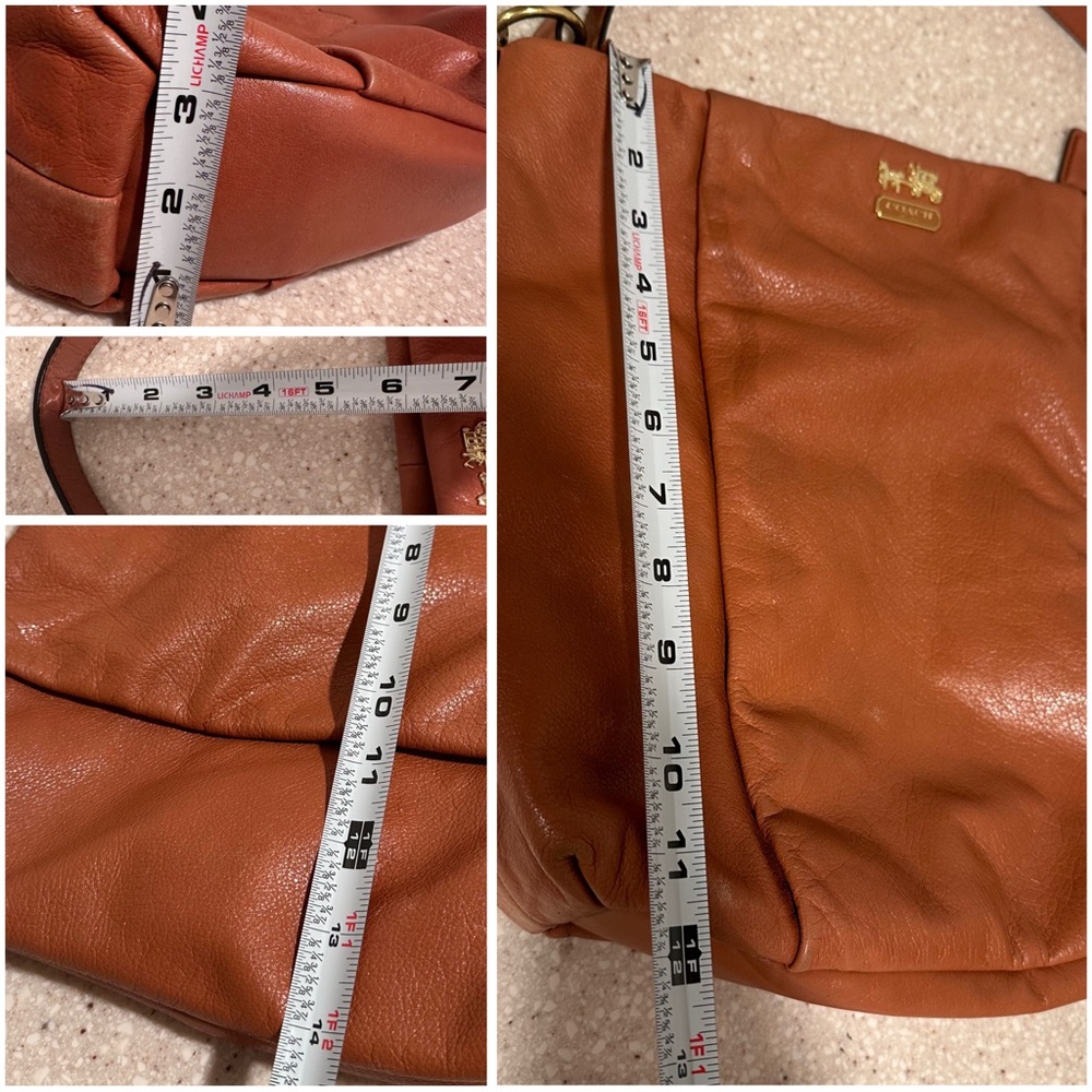 Coach Madison Isabelle Pebble Leather Hobo Bag Cognac/Saddle/Orange Shoulder Bag - Picture 14 of 16